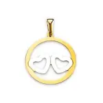 Pendentif femme en or bicolore, deux coeurs - a notre amour