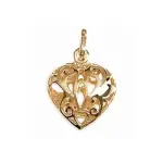 Pendentif femme en plaqu or, coeur cisel