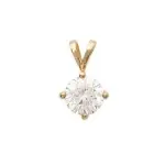 Pendentif femme plaqu or, zircon solitaire 9 mm - shiny