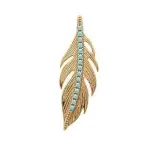 Pendentif femme, plume en plaqué or & pierres turquoises - cavana Pendentif femme, plume en plaqué or & pierres turquoises - cavana