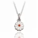 Pendentif fleur blanche en argent pour fille