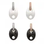 Pendentif grain de caf en cramique blanche ou noire