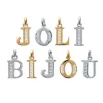 Pendentif lettre initiale plaqu or / argent et zircon