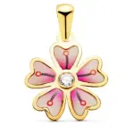 Pendentif or 18 carats, fermoir à vis - fleur rose délicate Pendentif or 18 carats, fermoir à vis - fleur rose délicate
