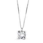 Pendentif or blanc 18k et zircon - 5 mm ou 6 mm - option cha�ne v�nitienne 42 cm