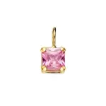 Pendentif pierre rose carrée, or 18 carats et zircon - emmy Pendentif pierre rose carrée, or 18 carats et zircon - emmy