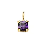 Pendentif pierre violette carrée, or 18 carats et zircon - elly Pendentif pierre violette carrée, or 18 carats et zircon - elly