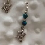 Pendentif turtle - argent 925 & œil de tigre bleu Pendentif turtle - argent 925 & œil de tigre bleu
