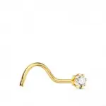 Piercing de nez en or 18 carats serti 8 griffes - lumière fine Piercing de nez en or 18 carats serti 8 griffes - lumière fine