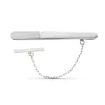 Pince  cravate mat / brillant - or blanc 18 carats - adrien