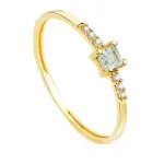 Promesse - bague en or, diamant & aigue��marine carr�e