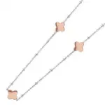Sautoir femme, acier bicolore rose / gris, 90cm - gwenola Sautoir femme, acier bicolore rose / gris, 90cm - gwenola