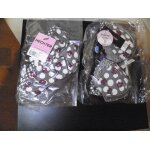 1 parure samba gris perle . pois blanc0 fleurs rose violet.