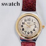 1993 montre swatch bracelet cuir marron made in swiss vintage
