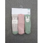 3 paires de chaussettes mi haute rose vert beige - 15 / 17= 6 / 12 mois - neuf - c&a