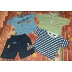 3 t - shirt manches courtes : 1 bleu ciel 1 vert 1 marine ray� blanc + 1 short marine bleu - du pareil ...