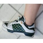 Adidas - baskets tennis en cuir et int�rieur fourrure synth�tique - coloris vert blanc et or gold dor� ...