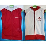 Adidas - blouson veste street sans manche � capuche r�versible rouge rubis et blanc rare taille 40 / ...