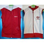 Adidas - blouson veste street sans manche  capuche rversible rouge rubis et blanc rare taille 40 / ...