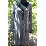 Adorable robe ddp neuve au tissu souple gris / blanc bord� noir. taille �tiquet�e:m