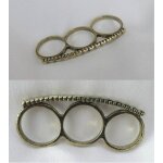 Bague 3 doigts fashion style vintage coeurs mtal couleur bronze 17 - 18