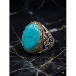 Bague en argent avec une belle pierre turquoise