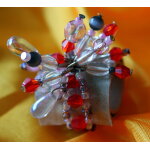 Bague en perles toupies, facettes goutte d'eau et rocailles