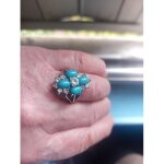 Bague turquoise et brillants synthetiques. monture a l ancienne