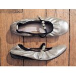 Ballerines en cuir argent et noir - pointure 36 - hirica