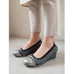 Ballerines grises anthracite et gris argent� avec talons compens�s taille 37 les petites bombes