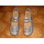 Ballerines grises motif fleurs jenny by ara semelles marrons avec petit talon 2 cm taille 37
