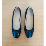 Ballerines noires a dentelle. noeud. geox. cuir et synthetique. pointure 38, 5. - 38 1 / 2
