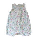 Barboteuse blanche imprime multicolore. bouee. palmier. parasol. coquillage. coeur. tape a l oeil. coton. ...