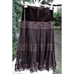 Belle jupe longue stella forest style jupon en soie marron rehausse de dentelle. modle doubl, fermeture ...