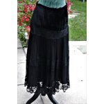 Belle jupe longue stella forest style jupon en soie noire rehauss�e de dentelle. mod�le doubl�, fermeture ...