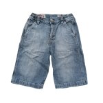 Bermuda jean bleu clair d�lav� us�. short long. complices. coton. taille 10 ans. 138 cm