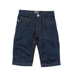 Bermuda jean bleu marine. short long. in extenso. coton. polyester. taille 8 ans. 125 - 131 cm
