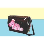 Besace cartable bandouliere epaule en cuir pu lulu castagnette ourson rose sur sac vernis noir pvc a ...