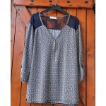 Blouse bleu imprim, cache cache, femme, taille m / 38