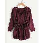 Blouse bordeaux manches longues ceinture tm shein