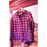 Blouse a carreaux bordeaux / blancs haut boutonn 38 m naf naf.