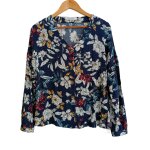 Blouse chemise bleu marine a fleurs multicolore. promod. taille 38