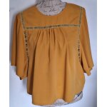 Blouse couleur moutarde  manches 3 / 4 chauve - souris