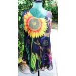 Neuve, blouse desigual fleurie sur fond noir, double. taille tiquete:l.