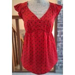 Blouse longue et fluide rouge imprim�e