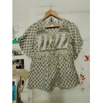 Blouse manches courtes blanche motifs gris 34 xs pimkie.