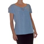 Blouse manches courtes bleu uni taille m
