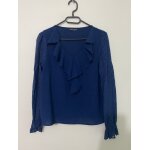 Blouse marine � volants et avec manches en dentelle shein taille m / 38