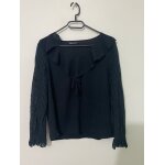 Blouse noir � volant avec manches en dentelle shein taille m / 38