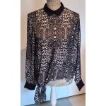 Blouse noire et blanche boutonne au dos et pans  nouer devant